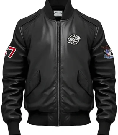 lobov Black Stegaro Bomber Leather Jacket