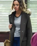 13 Reason Why Jessica Davis Grey Hooded Fur Coat