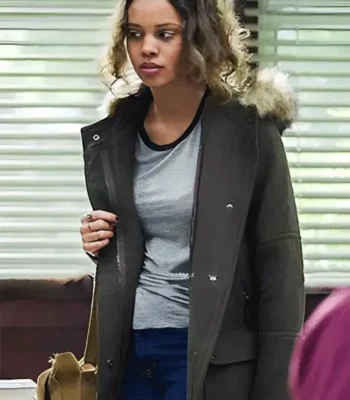 13 Reason Why Jessica Davis Grey Hooded Fur Coat