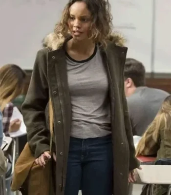 13 Reason Why Jessica Davis Grey Hooded Fur Coat