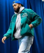 NY Knicks Vs Oklahoma City Thunder Karl-Anthony Towns Green Jacket