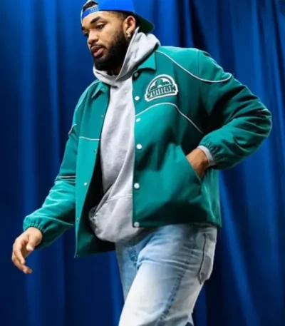 NY Knicks Vs Oklahoma City Thunder Karl-Anthony Towns Green Jacket