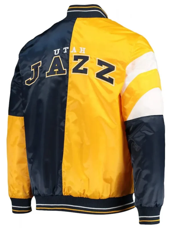 75th Anniversary Leader Utah Jazz Satin Color Block Blue and Yellow Jacket
