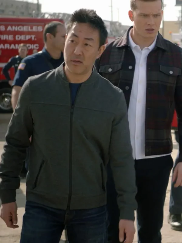 911 S04 Kenneth Choi Grey Bomber Jacket