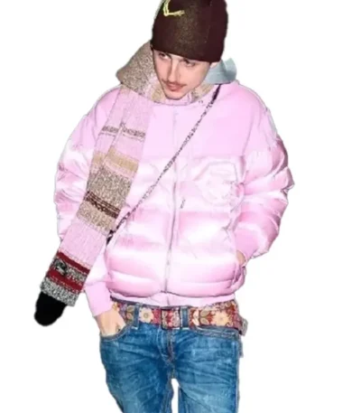 Timothee Chalamet Pink Puffer Jacket
