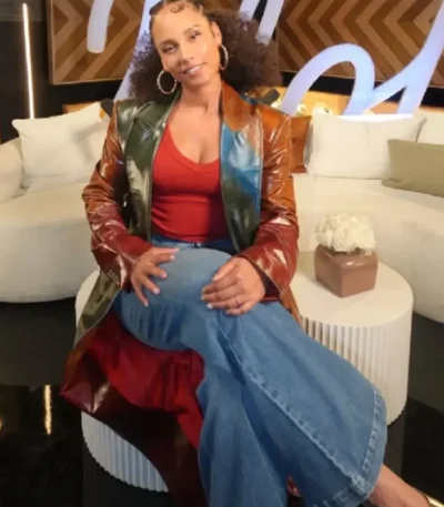 American Idol S24 Alicia Keys Leather Coat