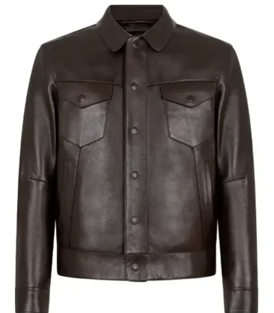 Travis Kelce Dark Brown Leather Jacket