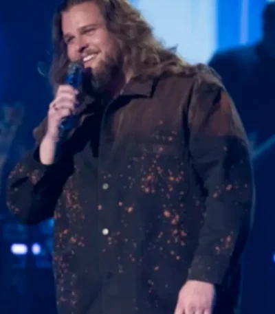 American Idol Chris Tungseth Splatter Denim Jacket