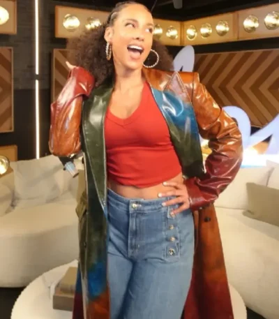 American Idol S24 Alicia Keys Leather Coat