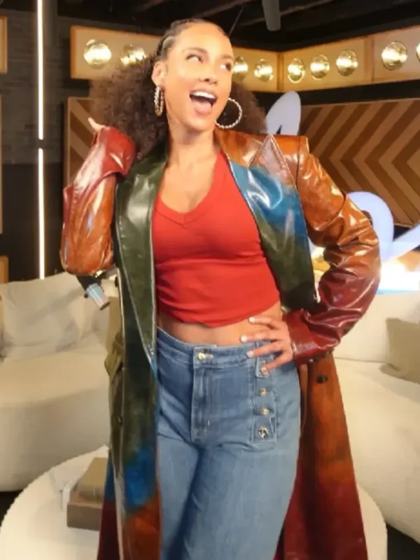 American Idol S24 Alicia Keys Leather Coat