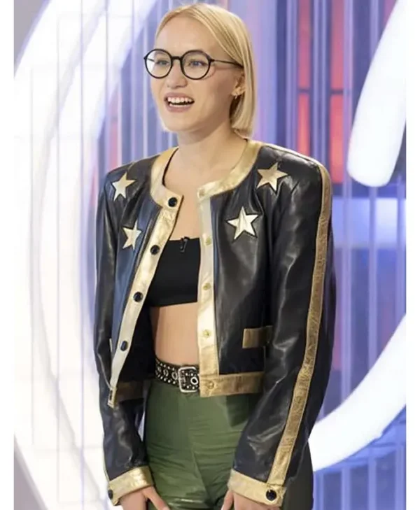 American Idol S24 Miyoko Stars Leather Jacket