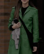 American Singer Olivia Rodrigo Green Leather Coat