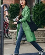 American Singer Olivia Rodrigo Green Leather Coat