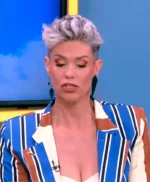 Olá Bom Dia Ana Barbosa Striped Blazer
