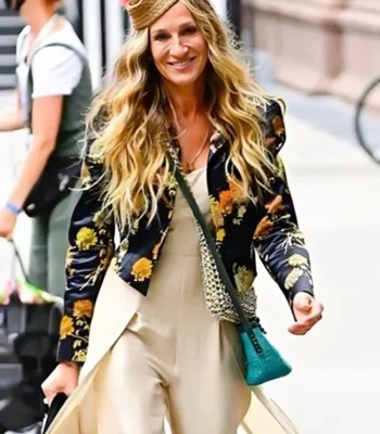 And Just Like That Carrie Bradshaw Black Floral Jacket