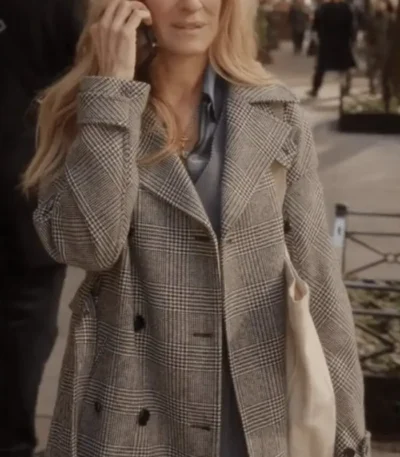 And Just Like That Carrie Bradshaw Grey Coat