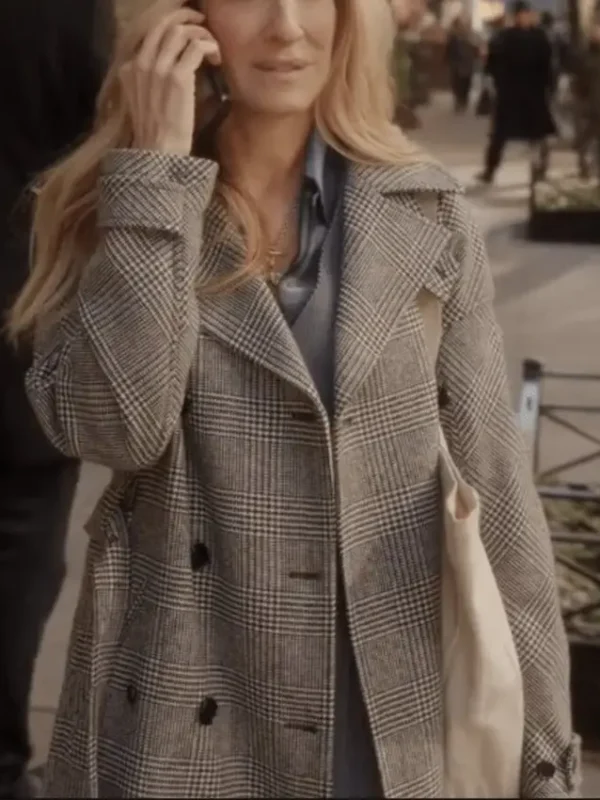 And Just Like That Carrie Bradshaw Grey Coat
