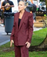And Just Like That Carrie Bradshaw Oversized Burgundy Suit
