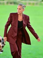 And Just Like That Carrie Bradshaw Oversized Burgundy Suit