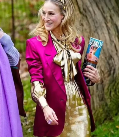 And Just Like That S02 Carrie Bradshaw Pink Silk Blazer