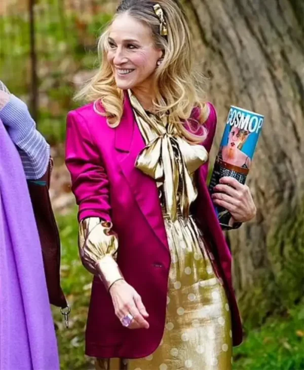 And Just Like That S02 Carrie Bradshaw Pink Silk Blazer