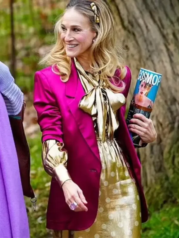 And Just Like That S02 Carrie Bradshaw Pink Silk Blazer