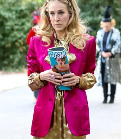 And Just Like That S02 Carrie Bradshaw Pink Silk Blazer