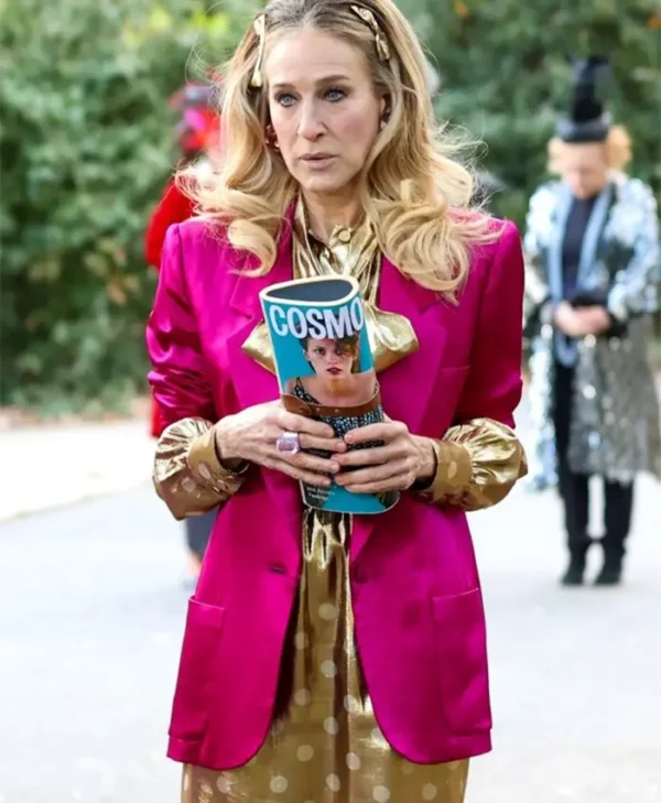 And Just Like That S02 Carrie Bradshaw Pink Silk Blazer