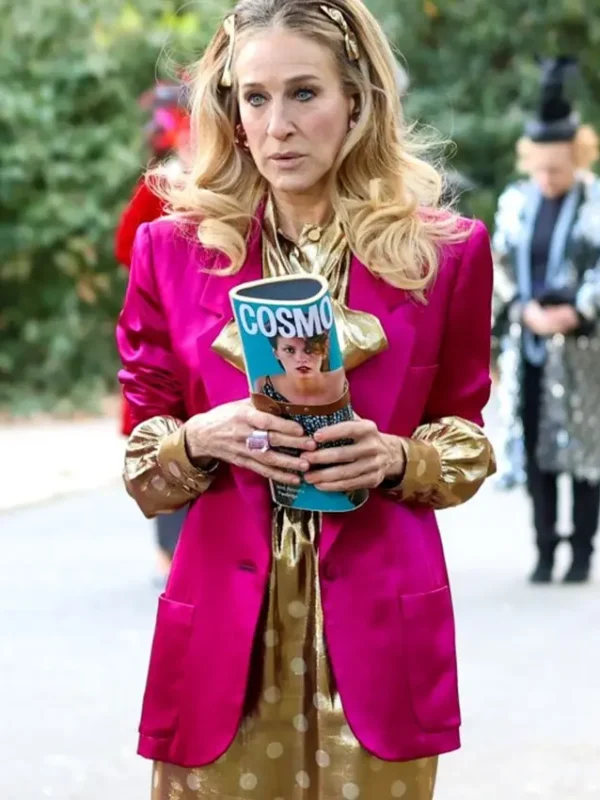 And Just Like That S02 Carrie Bradshaw Pink Silk Blazer
