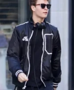 Ansel Elgort Baby Driver Black Bomber Letterman Jacket