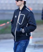 Ansel Elgort Baby Driver Black Bomber Letterman Jacket