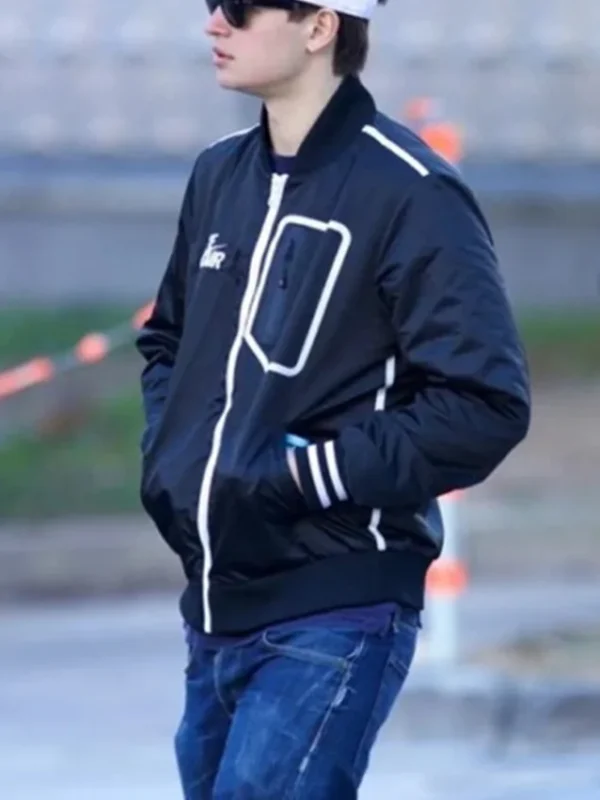 Ansel Elgort Baby Driver Black Bomber Letterman Jacket