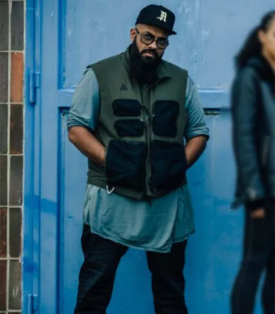 Army of Thieves Guz Khan Green and Black Cotton Utility Vest