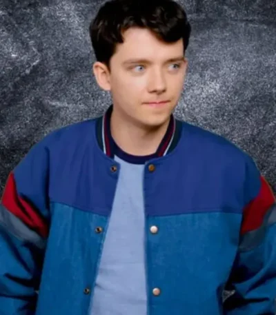Asa Butterfield Choose or Die Blue Varsity Jacket