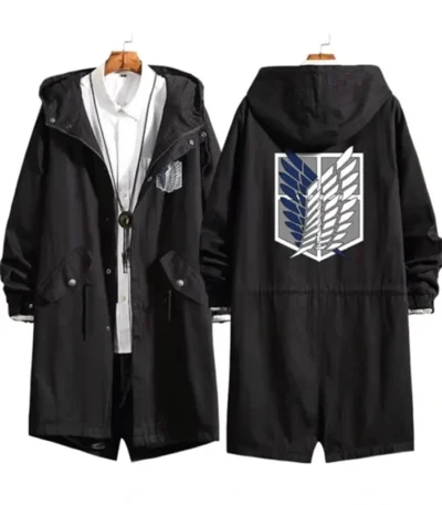 Attack on Titan Eren Levi Black Hooded Cotton Coat