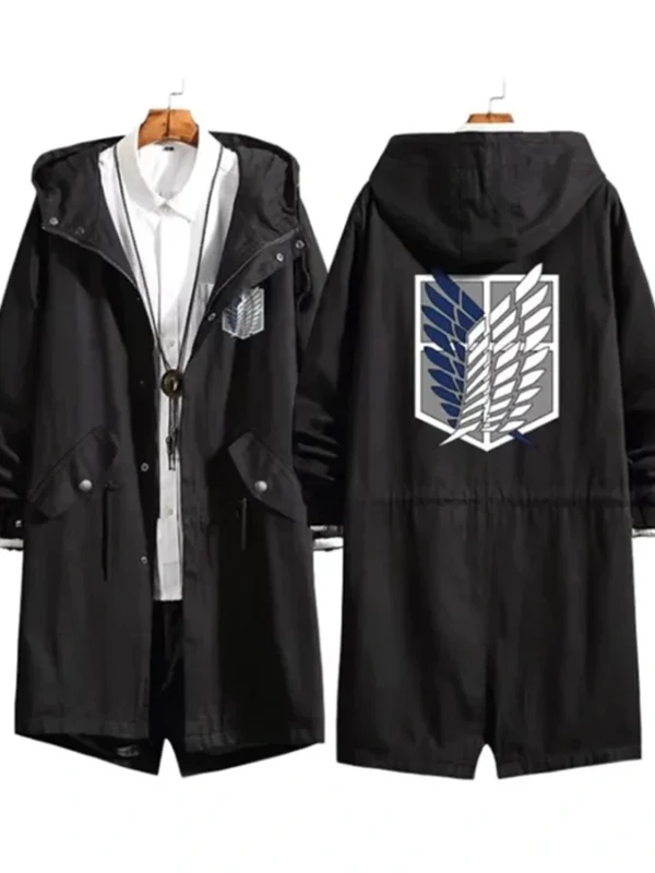 Attack on Titan Eren Levi Black Hooded Cotton Coat