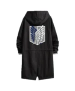 Attack on Titan Eren Levi Black Hooded Cotton Coat