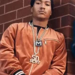BMF Lil Meech Brown Velvet Bomber Jacket