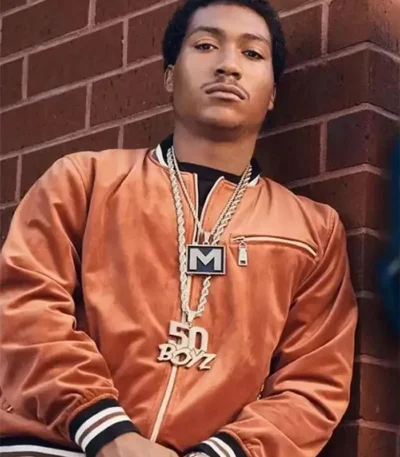 BMF Lil Meech Brown Velvet Bomber Jacket