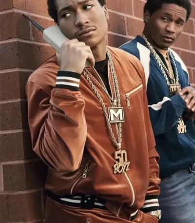 BMF Lil Meech Brown Velvet Bomber Jacket