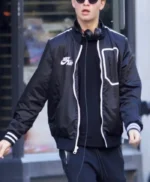 Ansel Elgort Baby Driver Black Bomber Letterman Jacket