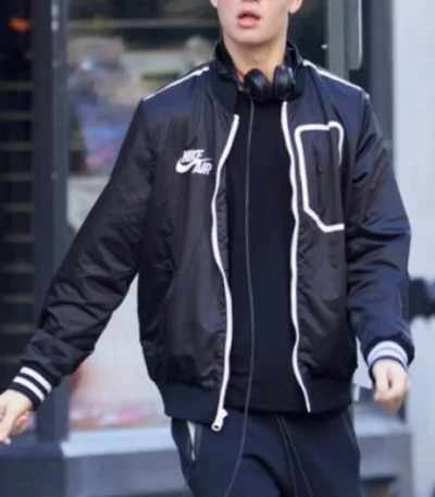 Ansel Elgort Baby Driver Black Bomber Letterman Jacket