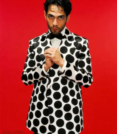Babylon 2022 Diego Calva Black and White Blazer