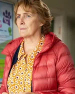 Bad Sisters S02 Fiona Shaw Red Puffer Jacket