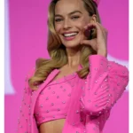 Barbie 2023 Premiere Margot Robbie Pink Jacket