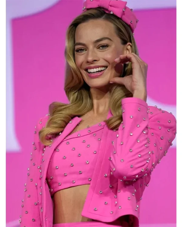 Barbie 2023 Premiere Margot Robbie Pink Jacket