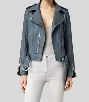 Barry S03 Natalie Greer Blue Leather Jacket