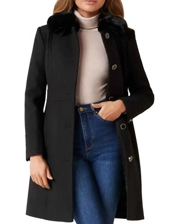 Batwoman Mary Hamilton Black Long Fur Collar Coat Batwoman Mary Hamilton Black Long Fur Collar Coat