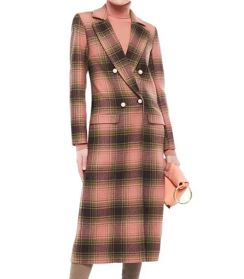 Behind Her Eyes Adele Pink Plaid Coat