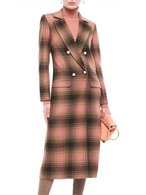 Behind Her Eyes Adele Pink Plaid Coat